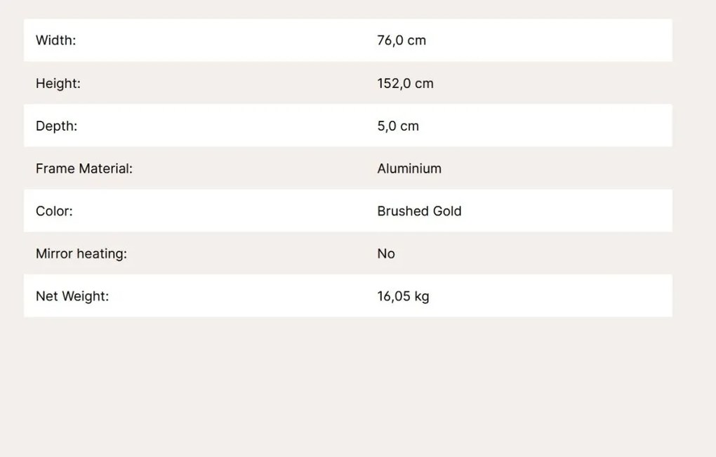 Oglinda decorativa design modern CARLO auriu 152-76cm