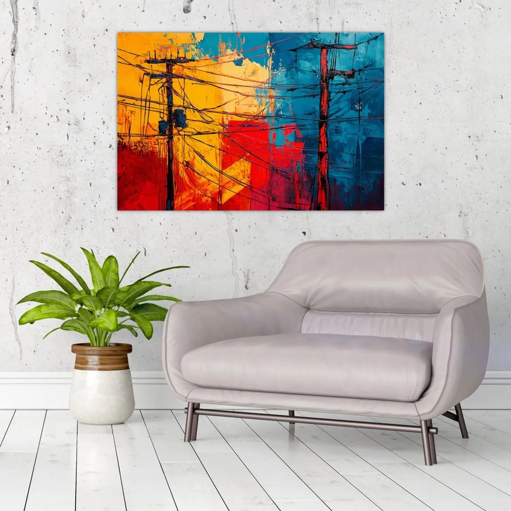 Tablou - Linii electrice abstracte (90x60 cm)