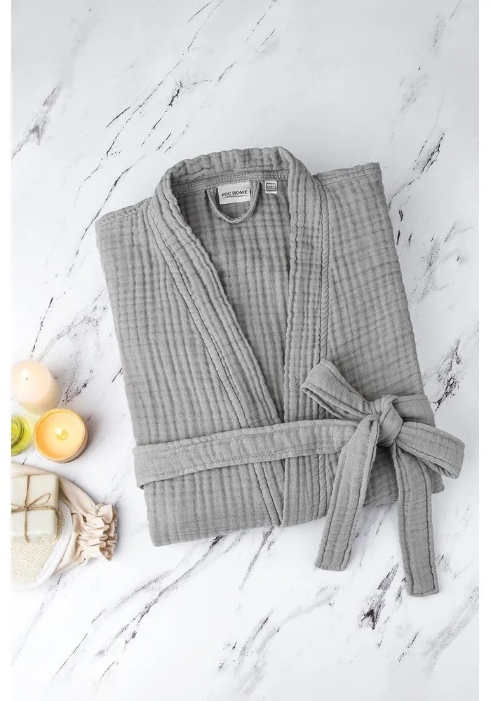 Halat gri L/XL din muselină Kimono – Foutastic