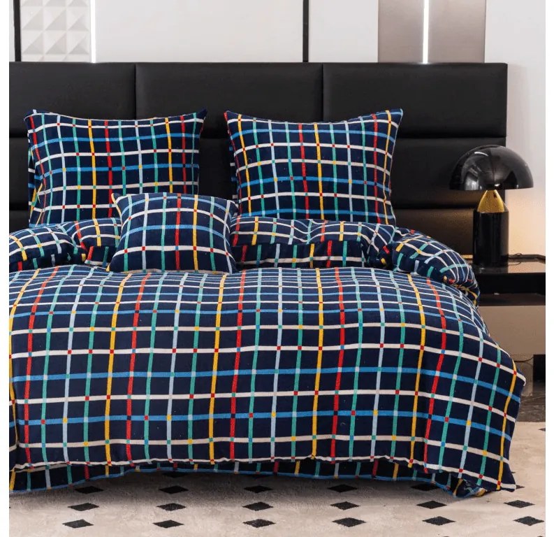 Lenjerie de pat microfleece GRID albastru inchis Dimensiunile lenjeriei: 70 x 90 cm | 140 x 200 cm