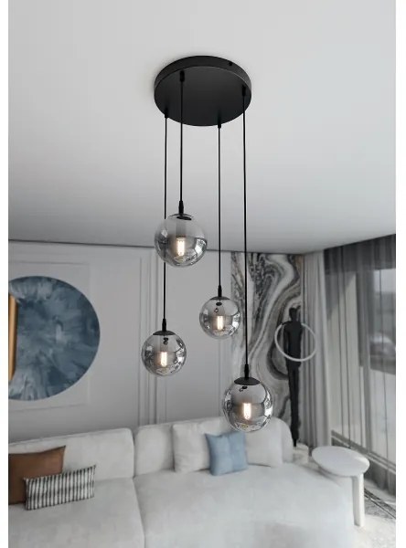 Lustră pe cablu COSMO 4xE14/10W/230V d. 40 cm negru/gri