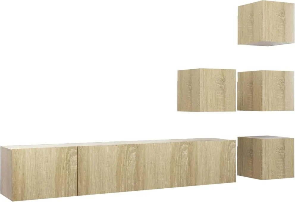 vidaXL Set dulapuri TV, 6 piese, stejar sonoma, lemn prelucrat