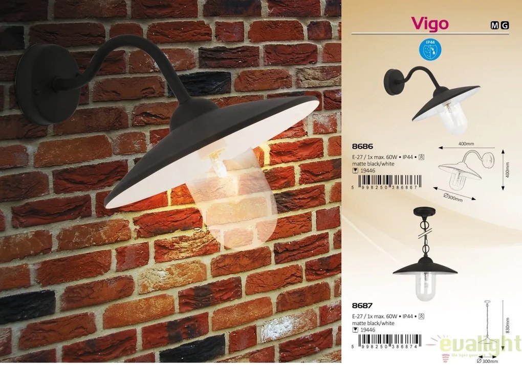 Lustra, Pendul de exterior, finisaj negru mat, IP44 Vigo 8687 RX