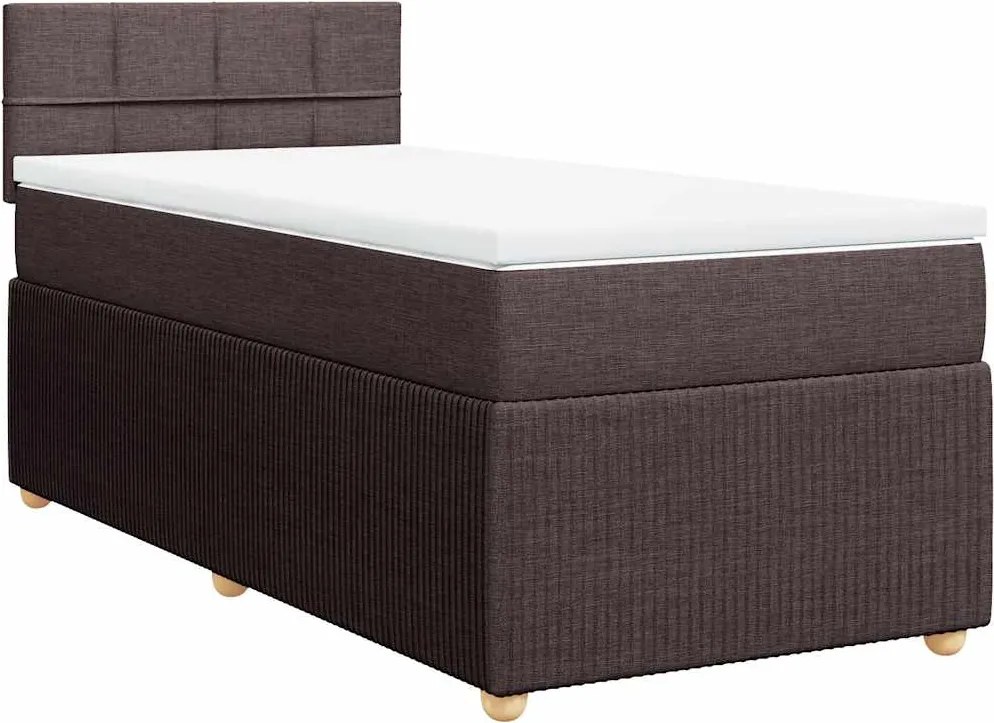 vidaXL Pat box spring cu saltea, maro închis, 90x190 cm, textil