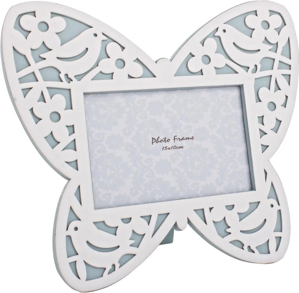 Rama foto de masa lemn alb albastru model Fluture 27 cm x 23 h