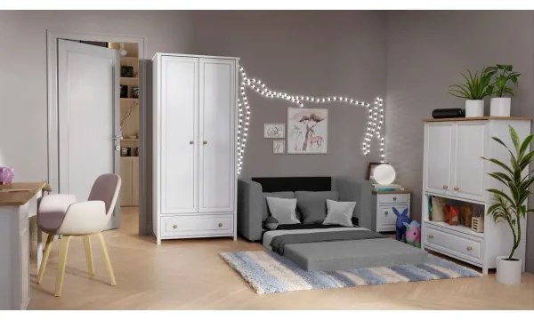 Canapea extensibilă tapițată cu 2 locuri și cotiere LAYLA, gri