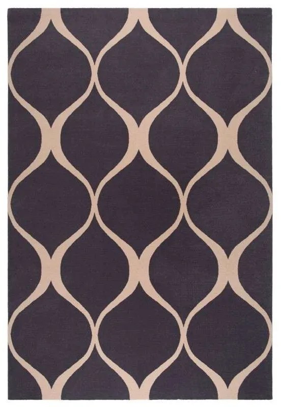 Covor lana Illusie negru cu linii Selectează mărime: 133 X 180