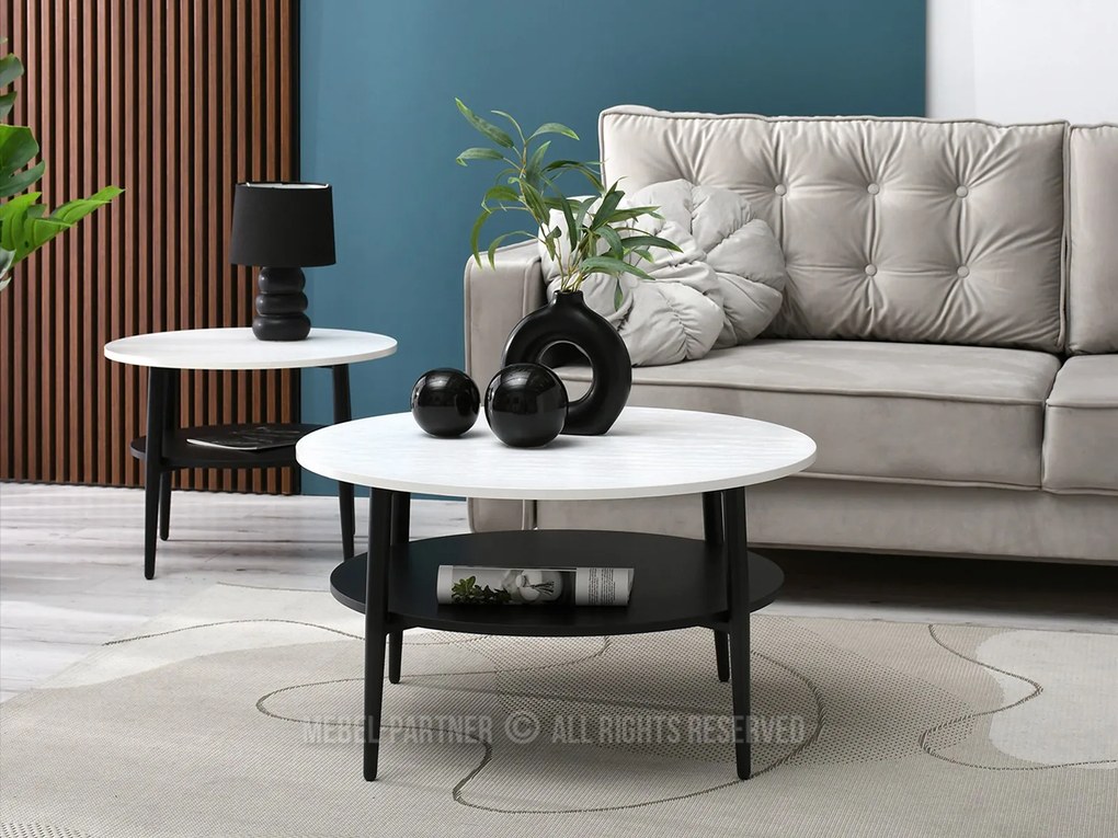 Măsuță de cafea Randolf Xl (alb + negru). 1111697