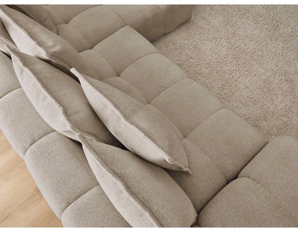 Colțar taupe extensibil/cu spațiu de depozitare cu tapițerie din chenille (cu colț pe partea dreaptă/cu șezlong) Everest – Bobochic Paris