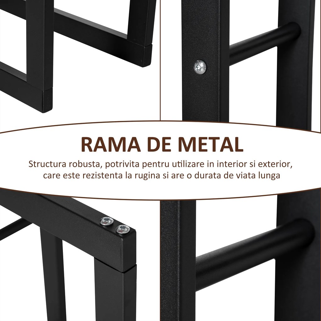 HOMCOM Suport Lemne pentru Interior și Exterior din Țevi de Fier, Capacitate 100 kg, 60x25x100 cm | Aosom Romania