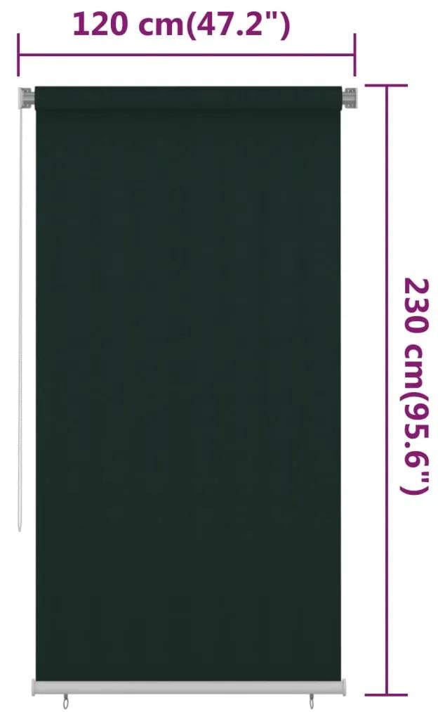 Jaluzea tip rulou de exterior, verde inchis, 120x230 cm, HDPE Morkegronn, 120 x 230 cm
