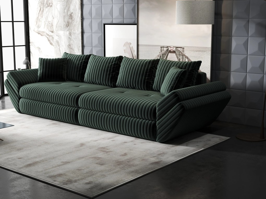 Canapea extensibilă dumonde cu ladă de depozitare si sezut confortabil din spuma high-density, Loana Ambience Verde 300x100 cm