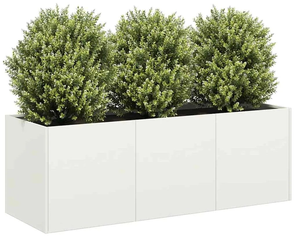 vidaXL Jardinier alb 120x40x40 cm Oțel laminat la rece
