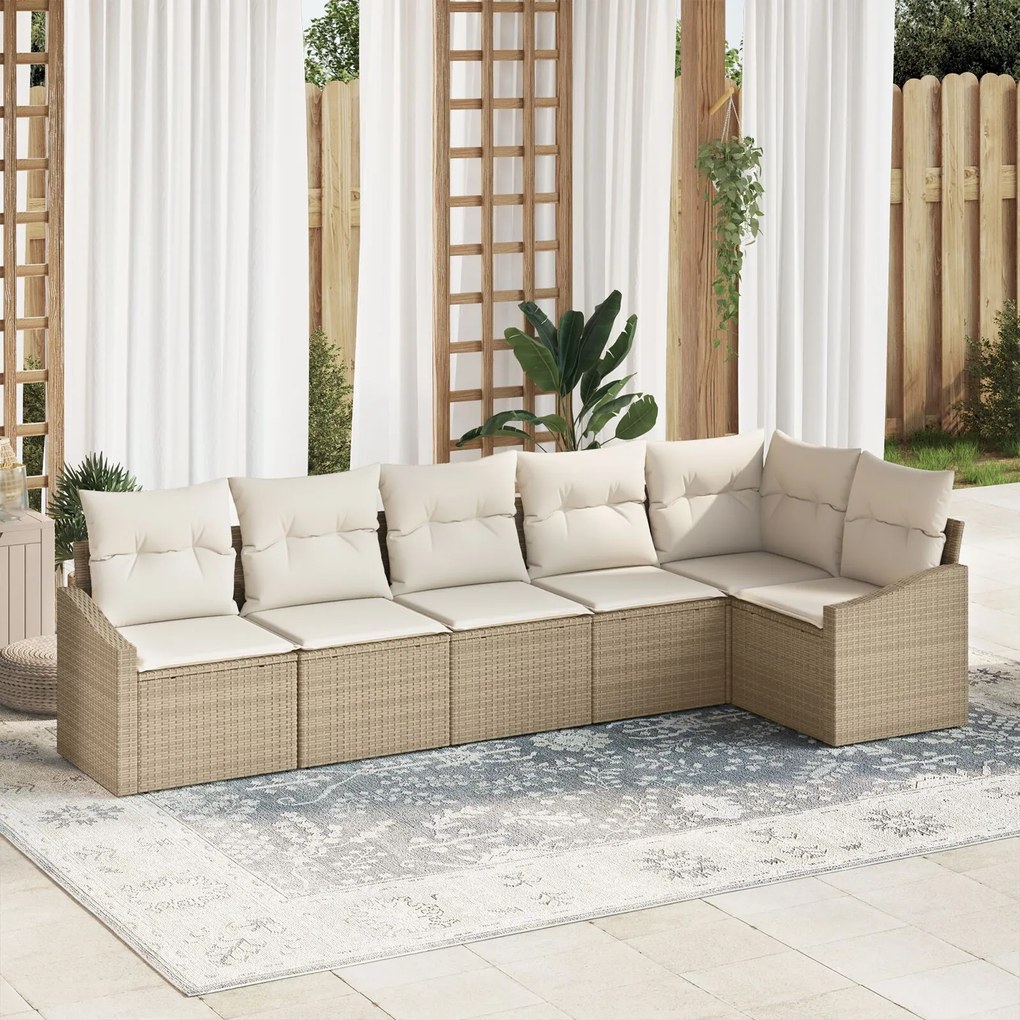 vidaXL Set de canapele pentru grădină 6 pcs Bej Rattan poli