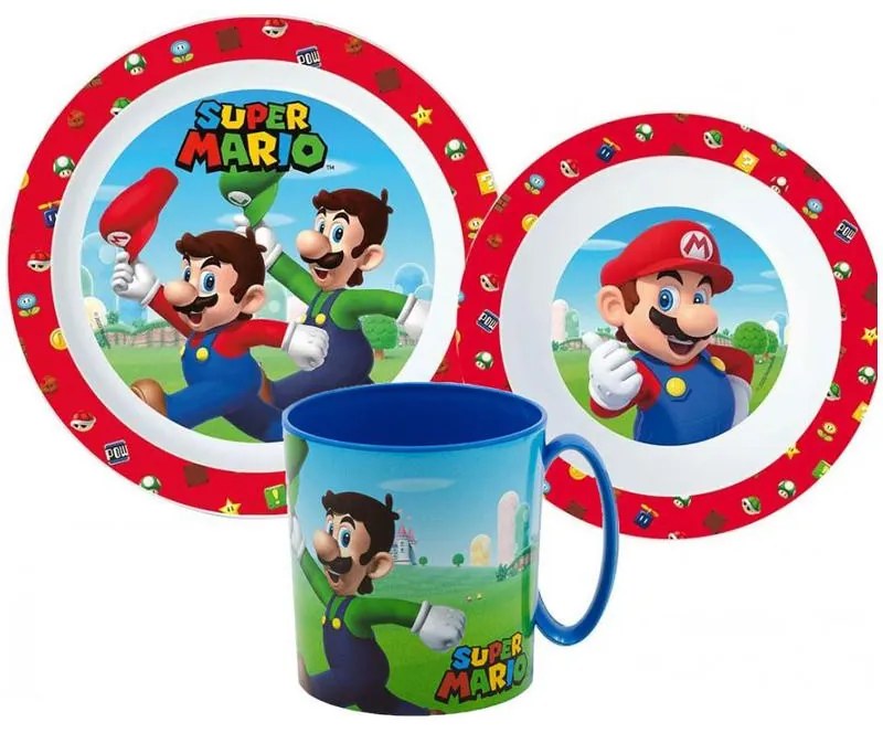 Super Mario set de veselă, set de plastic micro cu cană de 350 ml