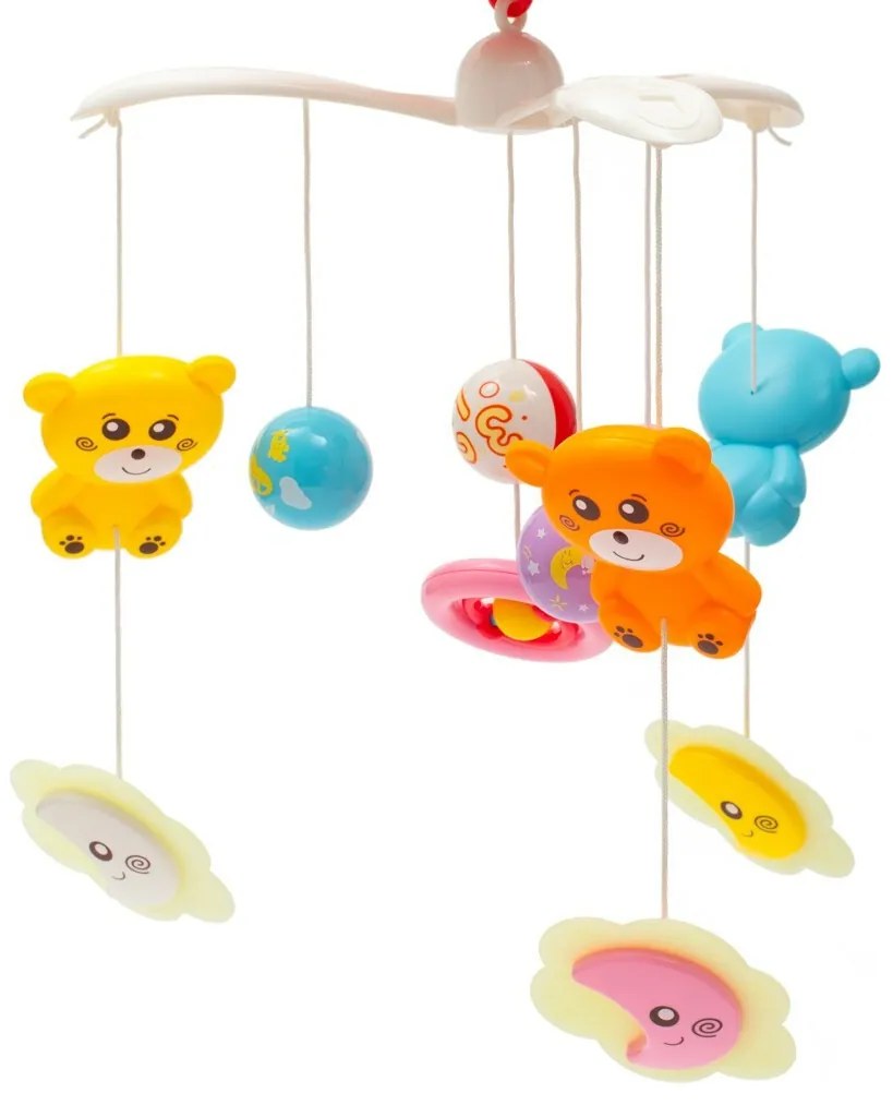 Baby Mix Carusel deasupra pătuțului cu proiector de lumină, roșu