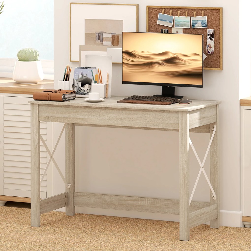 HOMCOM Masă de Birou Modernă Masă de Birou Masă de Calculator Ușor de Asamblat pentru Birou Studiu 105x50x76 cm Natural | Aosom Romania