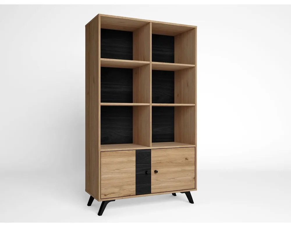 Bibliotecă neagră cu aspect de stejar 92x160 cm Natura - Marckeric