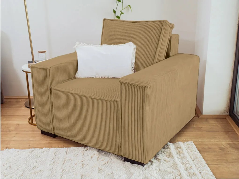 Fotoliu cu taburet SMART SET, mustariu