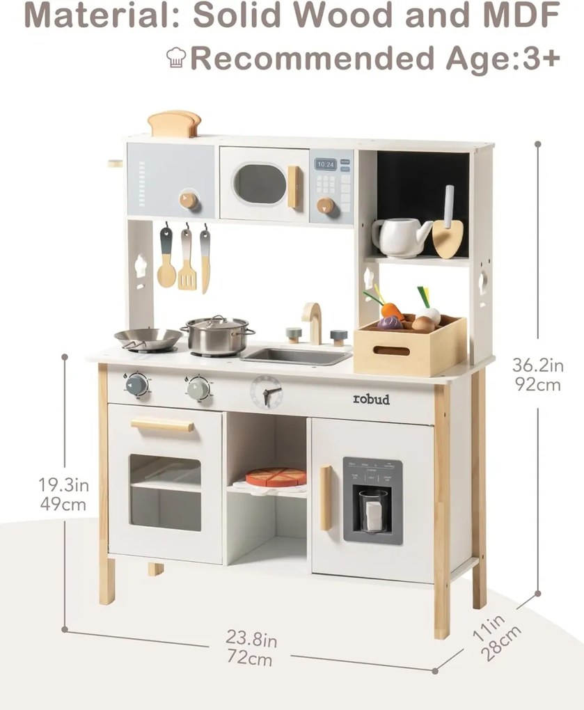 Bucatarie copii din lemn White Planting