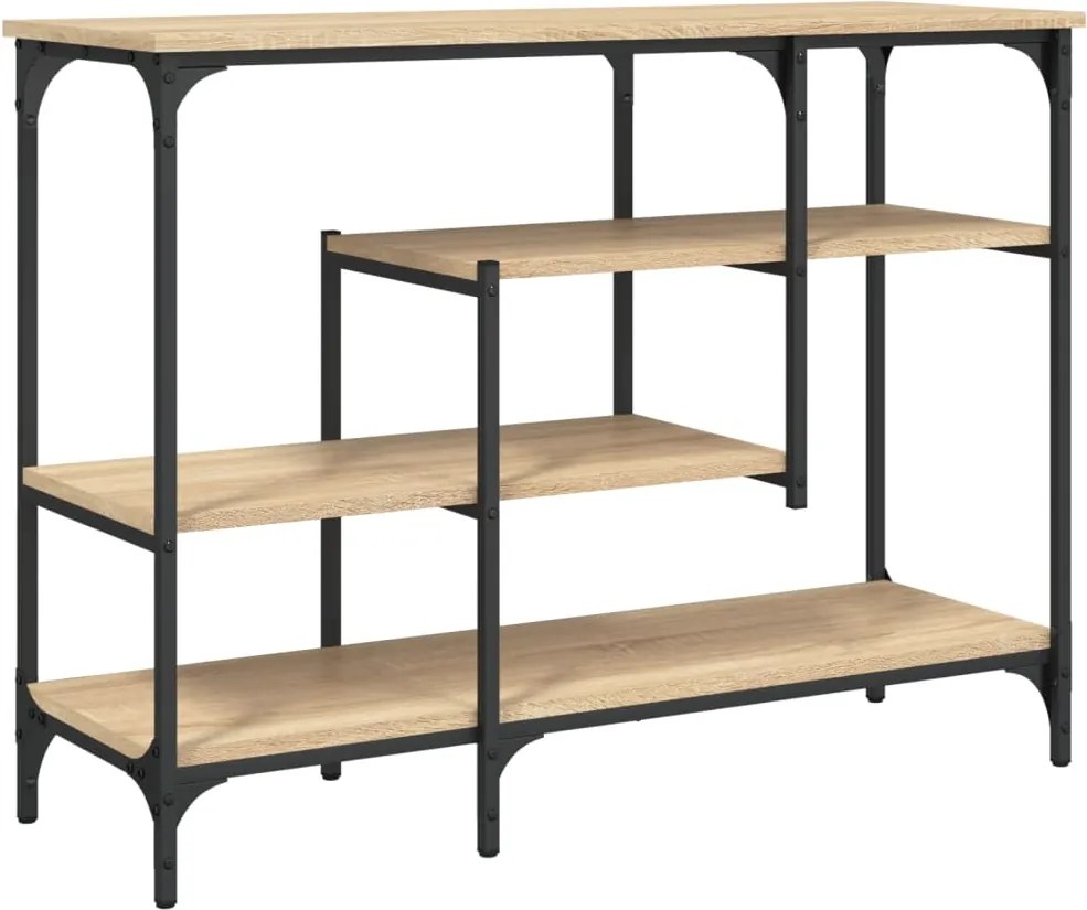 vidaXL Măsuță consolă cu rafturi, stejar sonoma, 100x35x75 cm