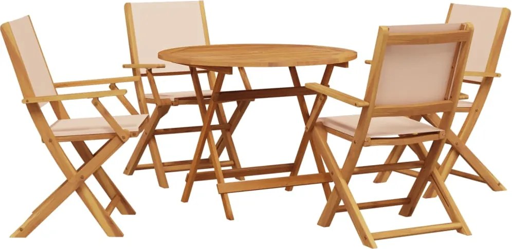 vidaXL Set mobilier de grădină 5 piese textil bej/lemn masiv