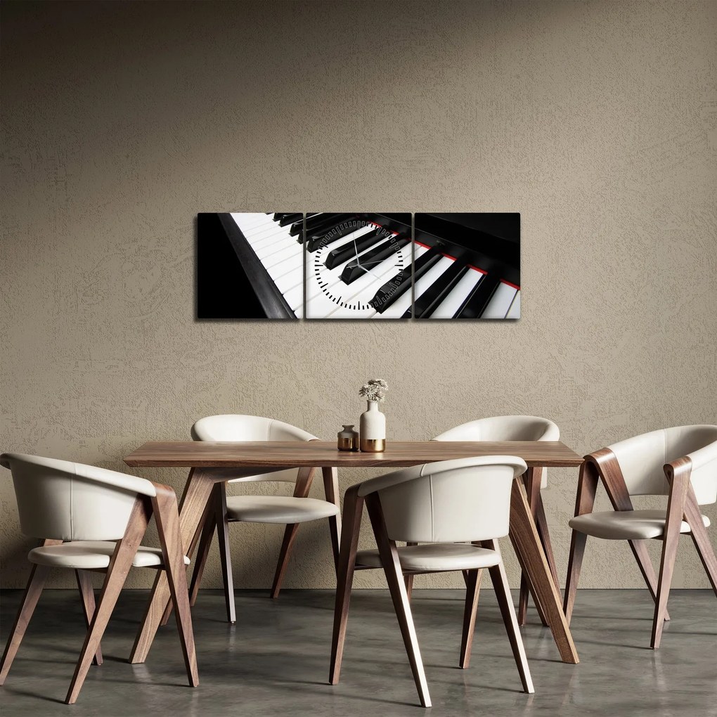 Tablou ccu clapele de pian (cu ceas) (90x30 cm)