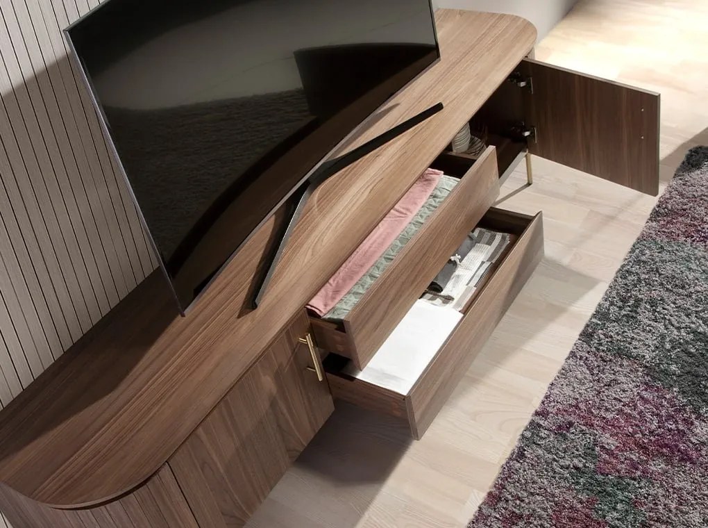 Comoda TV moderna design LUX Wood and Gold