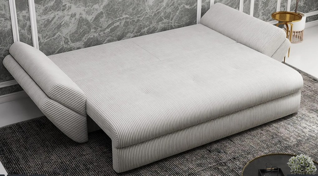 Canapea extensibilă dumonde cu ladă de depozitare si sezut confortabil din spuma high-density, Loana Zoom Cream 250x100 cm