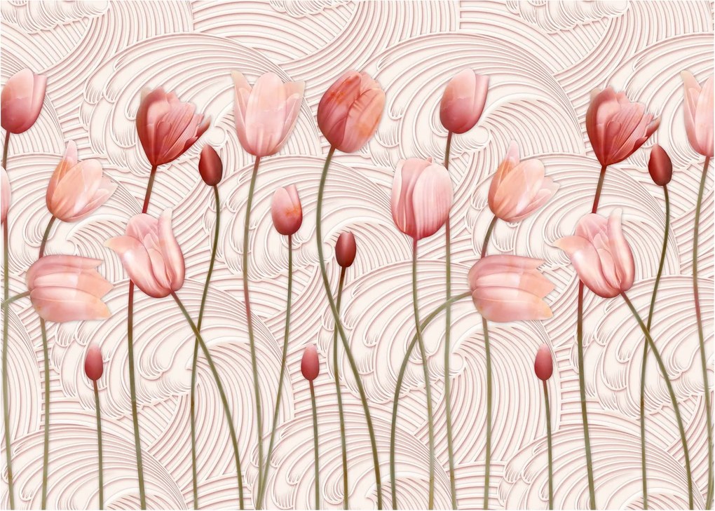 Tablou pe sticlă - Lalele roz (70x50 cm)