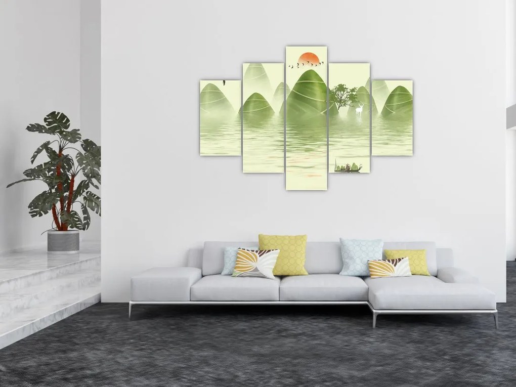 Tablou - Valea munțilot verzi (150x105 cm)