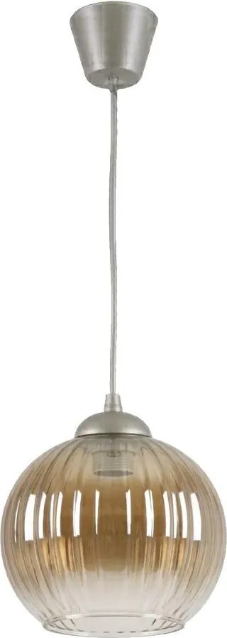Brilagi - Lustră LED suspendată pe cablu GLASS 1xE27/60W/230V Ø 18 cm argintiu/maro fumuriu