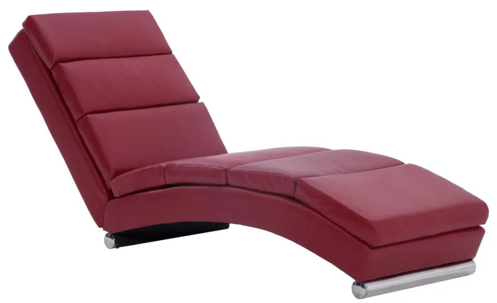 281292 vidaXL Șezlong cu pernă, roșu vin, piele ecologică