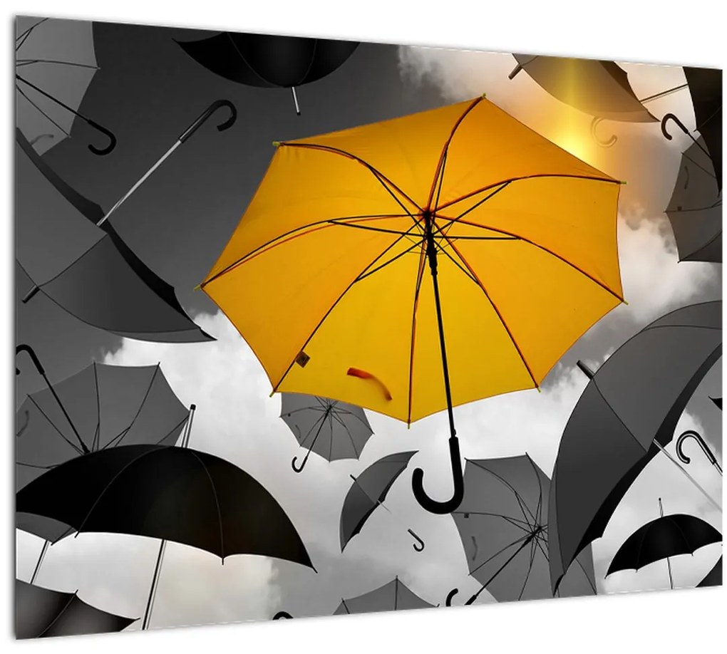 Tablou pe sticlă - Umbrelă galbenă (70x50 cm)
