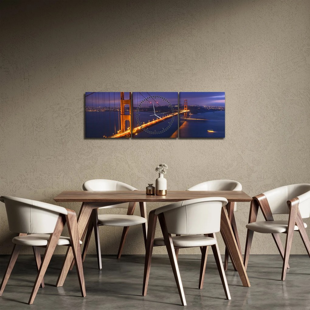 Tablou - Podul Golden Gate (cu ceas) (90x30 cm)