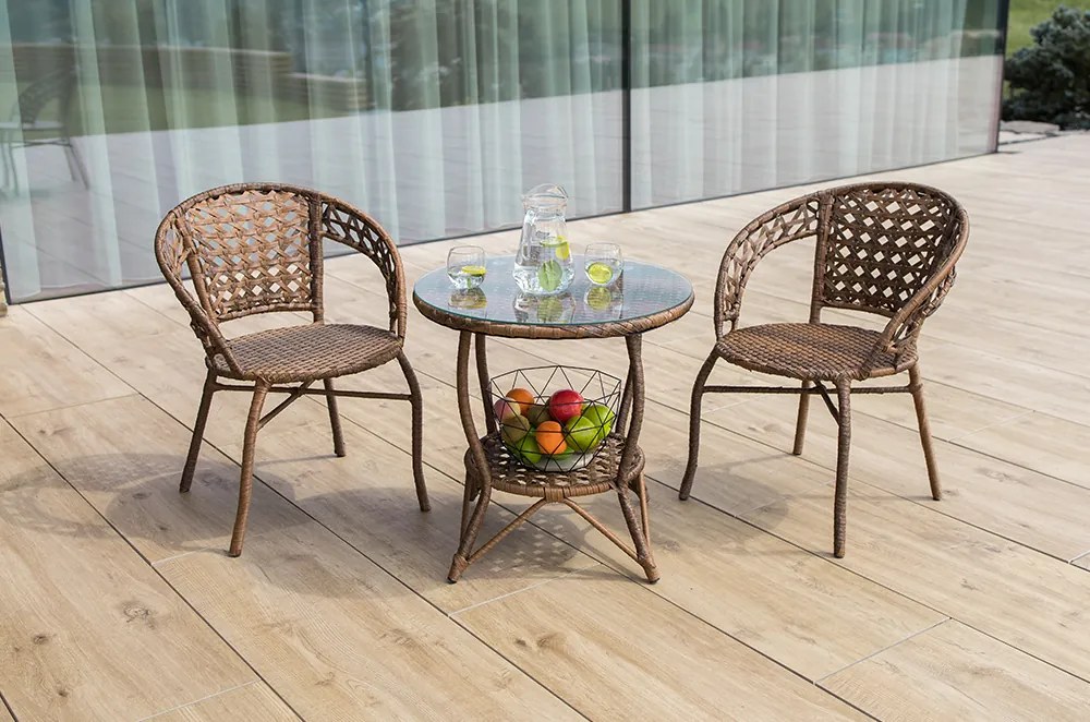 Set de grădină rattan 1+2, JARUB, maro