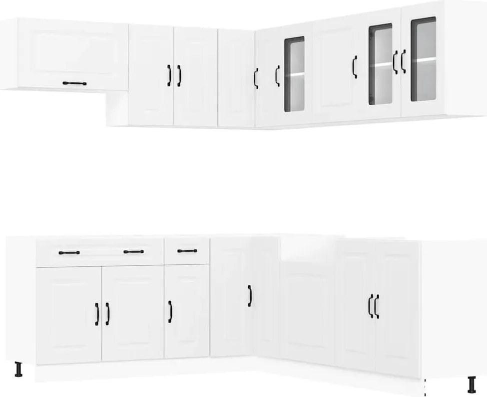 vidaXL Set dulap de bucătărie din 11 piese „Kalmar” Lemn prelucrat alb