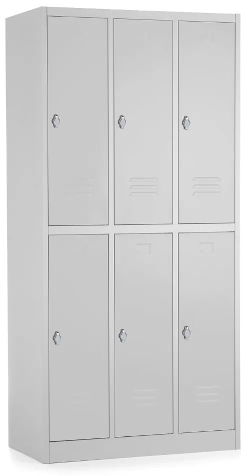 Dulap metalic - 6 cutii, 90 x 45 x 185 cm, blocare cu rotire, gri deschis - ral 7035