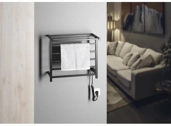 Sapho - Uscător electric pentru prosoape ELZOR 60W/230V 47x50 cm negru mat