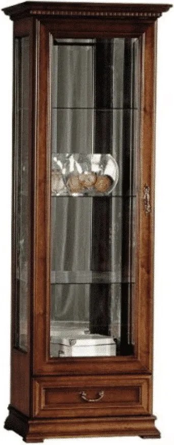 Vitrină lemn masiv nuc Ravino II, 71,4 × 47,5 × 207,9 cm