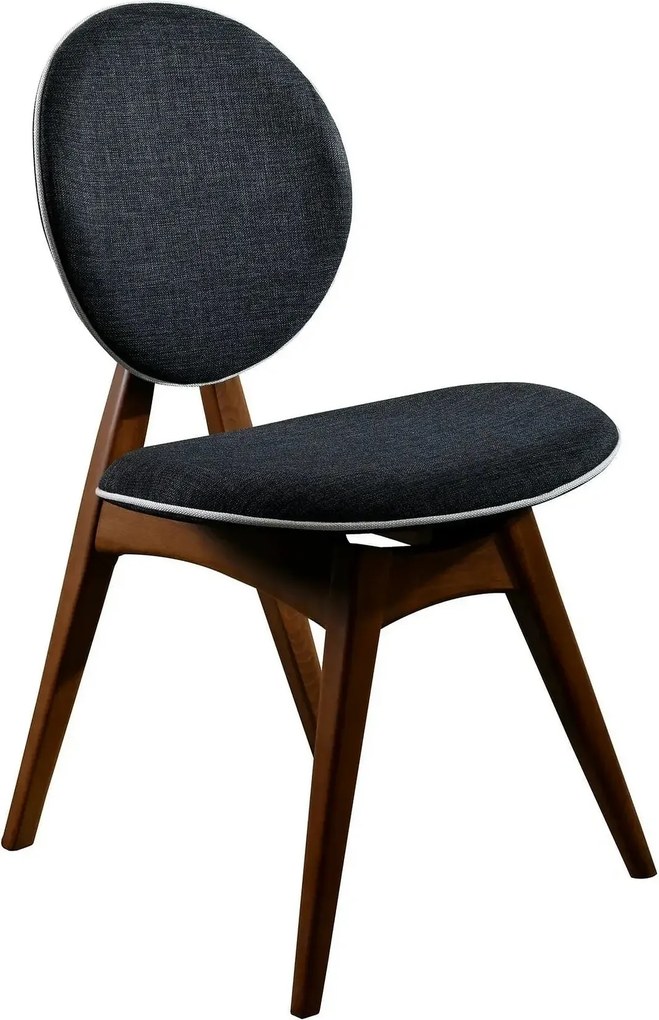 Set 2 scaune TOUCH V2, gri antracit/nuc, stofa clasica/lemn, 54x55x93