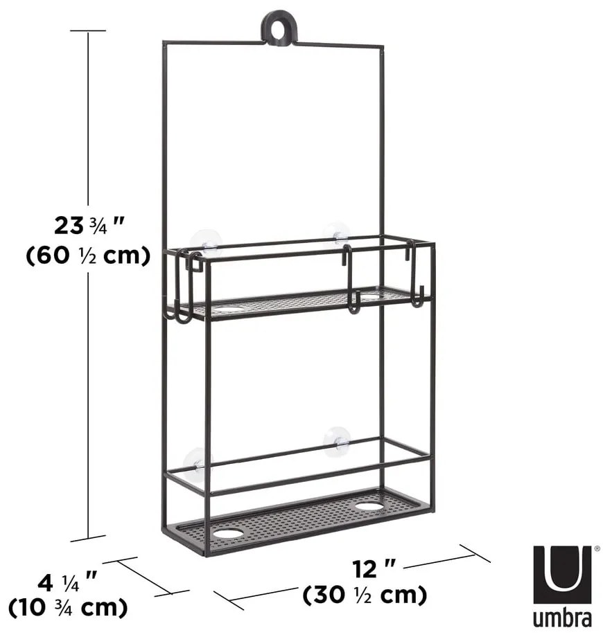 Raft pentru baie negru suspendat din oțel Cubiko – Umbra
