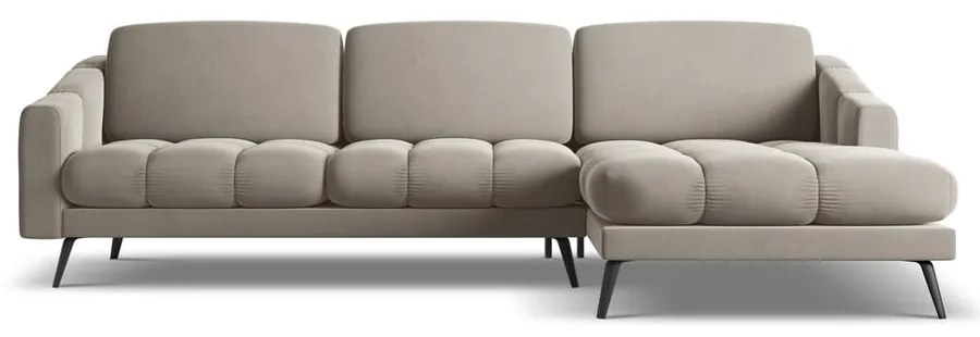 Colțar bej cu tapițerie din catifea (cu colț pe partea dreaptă) Nalu – Makamii