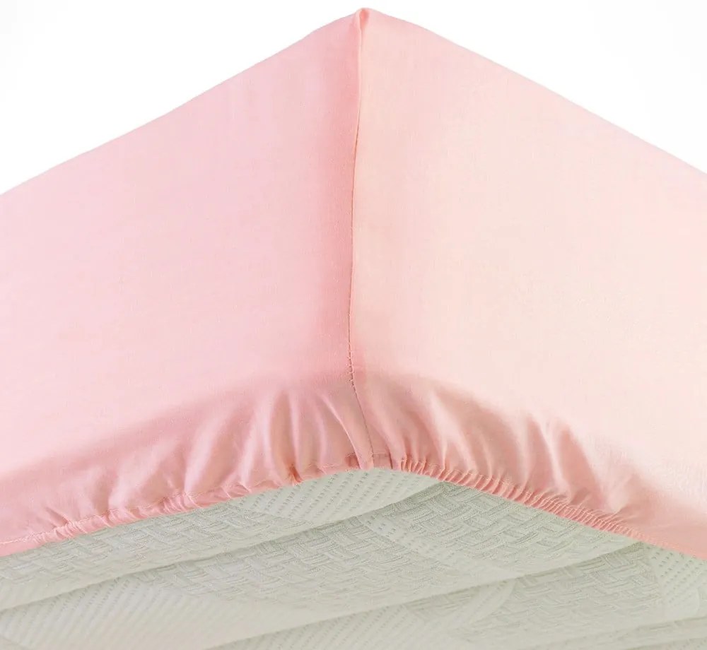 Cearceaf roz din jerseu cu elastic 160x200 cm Jersy – douceur d'intérieur