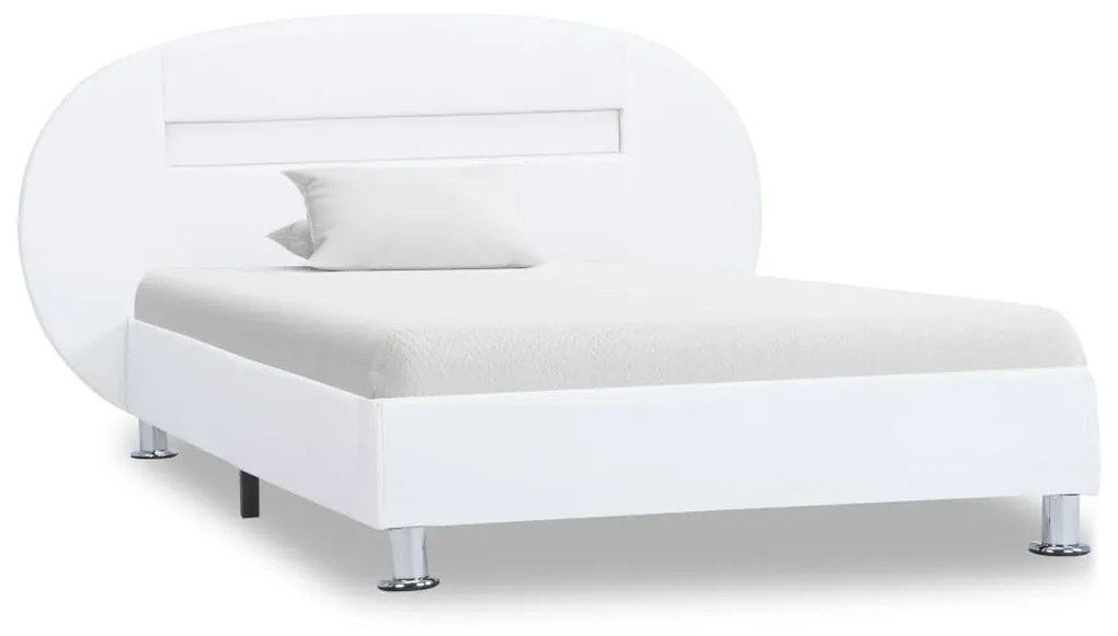 285432 vidaXL Cadru de pat cu LED, alb, 90 x 200 cm, piele ecologică