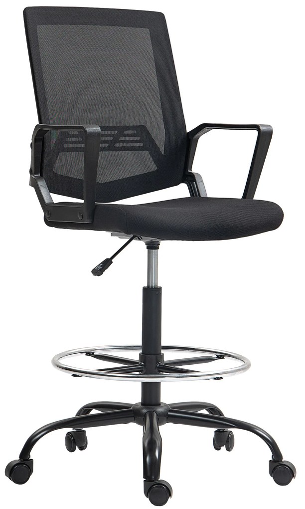 HOMCOM Scaun de birou, chaise bureau ergonomique cu înălțime și suport pentru picioare reglabile, 66,5 x 70,5 x 118-139,5 cm, negru | Aosom Romania