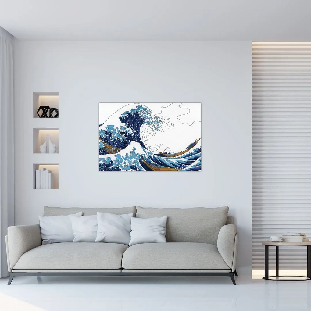 Tablou - Desen japonez, valuri (90x60 cm)