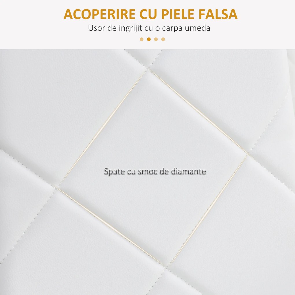 Set 4 scaune bucatarie HOMCOM cu spatar inalt, scaune moderne din piele artificiala si otel, 41x50x97cm, alb | Aosom Romania