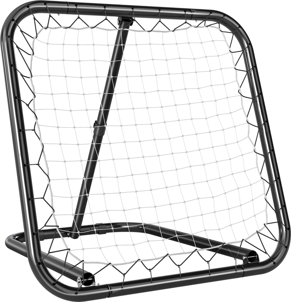 HOMCOM Rețea de Ricoșeu pentru Fotbal, Rețea de Fotbal Ricoșeu și Pliabilă cu Unghi Reglabil în Metal, pentru Antrenament Baseball și Volei, 78x84x65-78 cm, Negru | Aosom Romania
