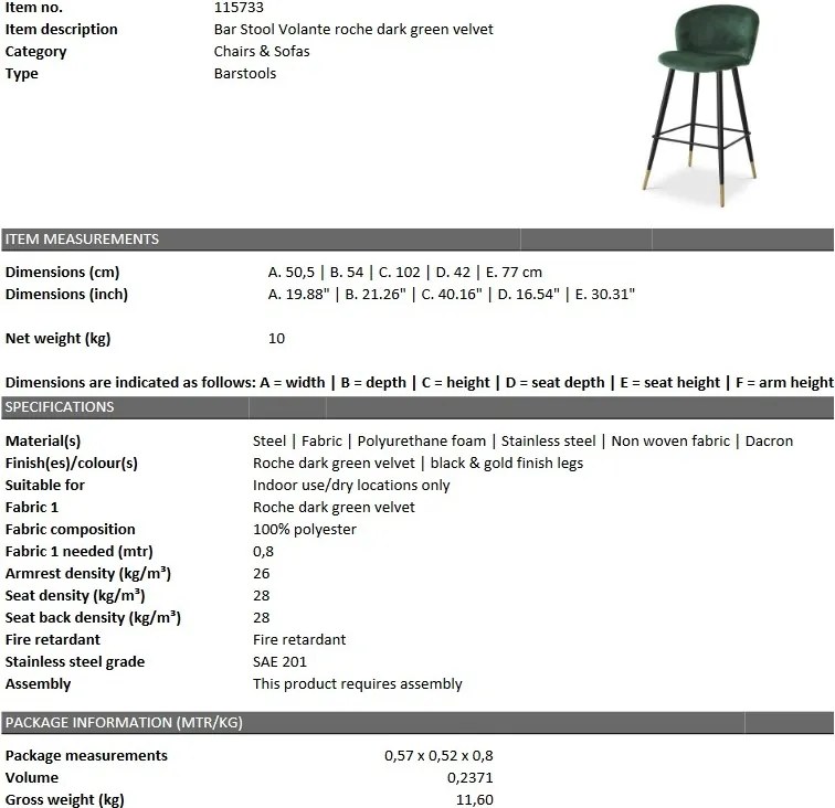 Scaun de bar design elegant LUX Volante, verde inchis 115733 HZ